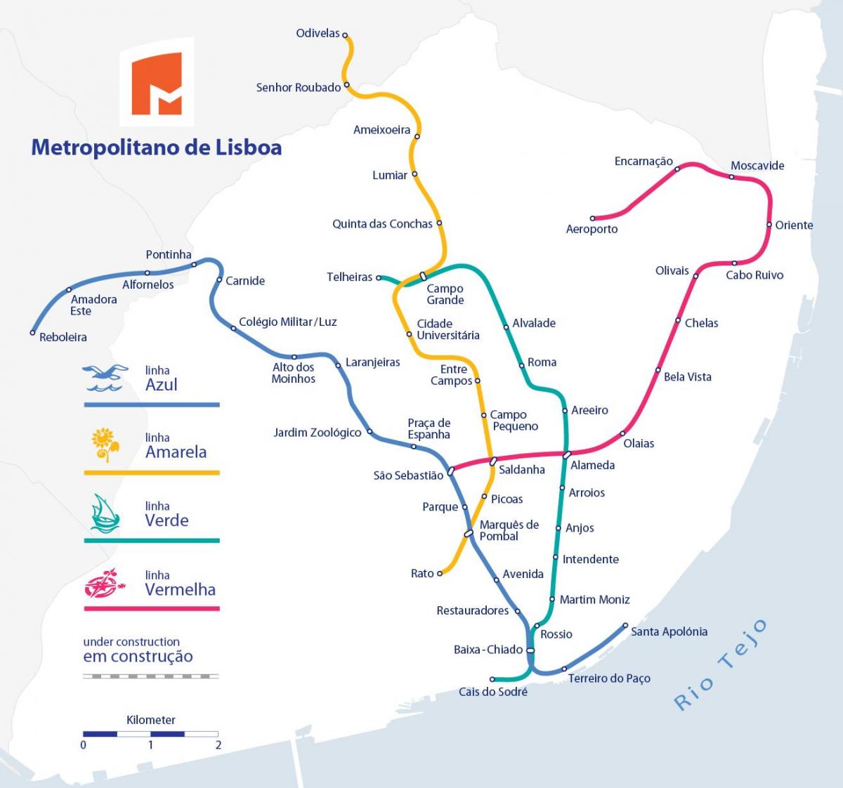carte du métro de lisbonne