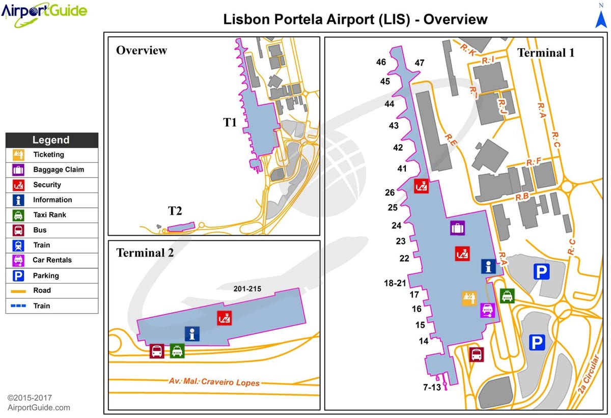 l'aéroport portela de lisbonne terminal carte