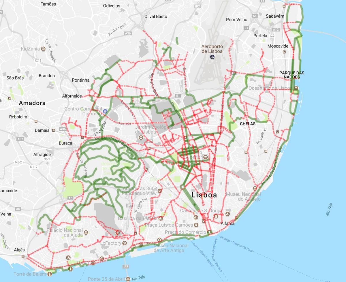 la carte de lisbonne vélo