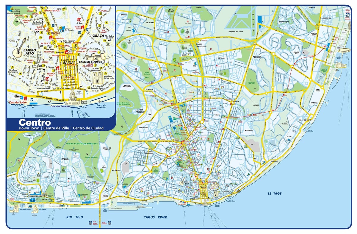 lisbonne lieux d'intérêt de la carte