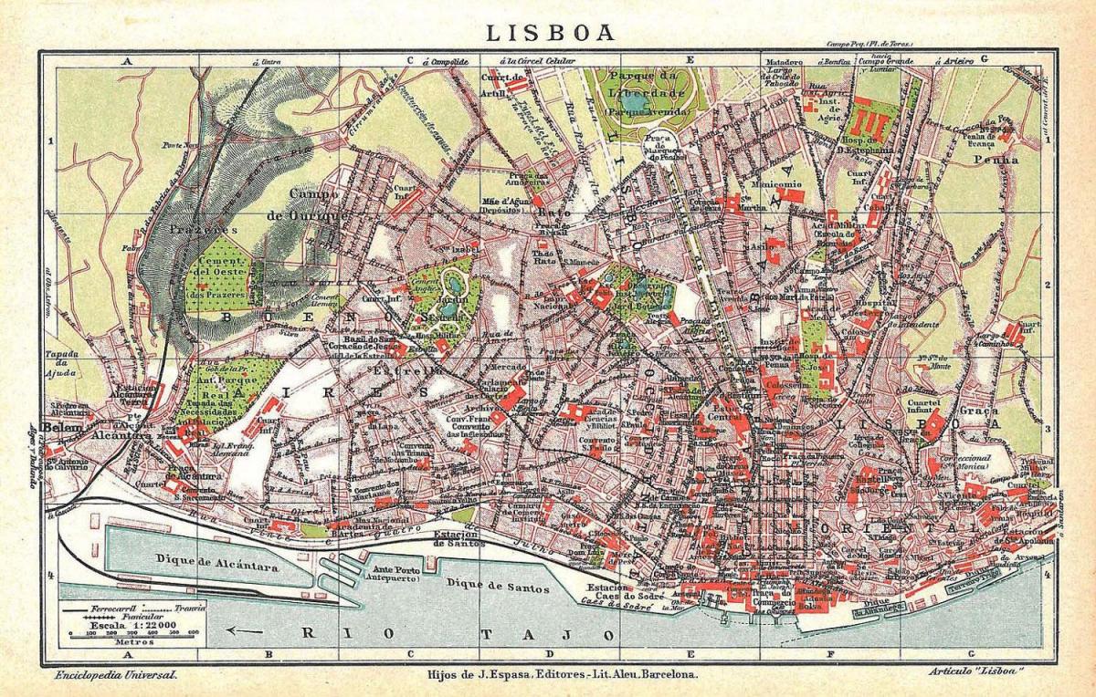 carte de la vieille ville de lisbonne