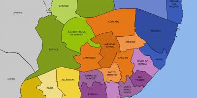 La carte de lisbonne, portugal quartiers