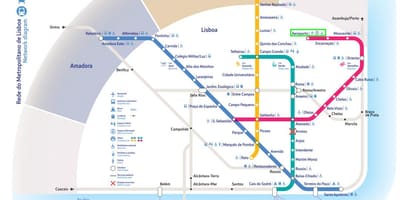 L'aéroport de lisbonne pour la ville de plan de métro