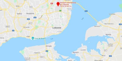 L'aéroport de lisbonne carte de localisation