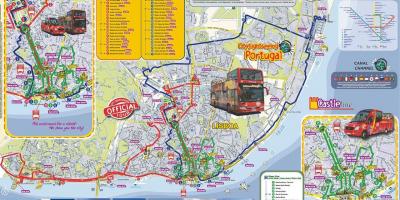 Lisbonne hop on hop off bus de la carte de l'itinéraire