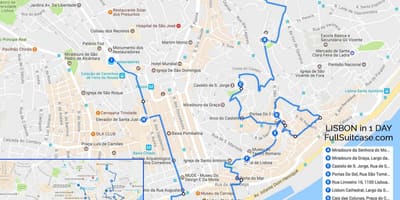 Visite à pied de lisbonne carte